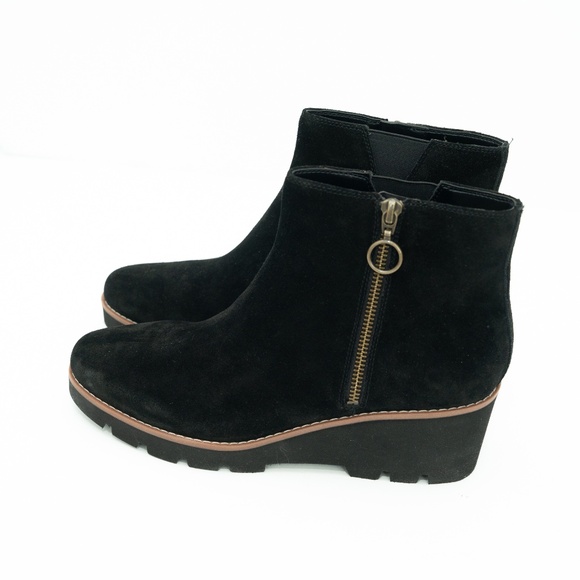Vionic - Hazel Black Suede Wedge Boot - Picture 3 of 13